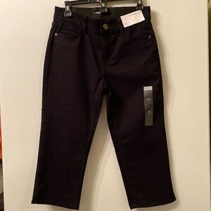 Liz Claiborne Womens Black Mid-Rise Sara Crop Pants